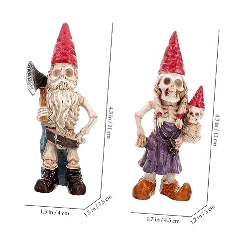 COSMEVIVI 1set Garden Gnome Skeleton Statue Resin Halloween Decoration for Outdoor and Indoor Use for Spooky Garden Micro-landscapes Gnome Figurine Lifelike Design Great for Halloween