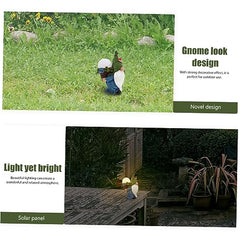 Happyyami Solar Garden Lights Resin Gnome Decor Outdoor Landscape Gnome Fairy Garden Accessories for Driveways Lawns