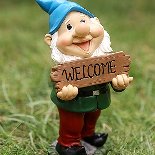Funny Garden Gnome Statue, Garden Gnome Ornaments Outdoor, Resin Crafts Cartoon Dwarf Statue for Yard Lawn Decoration Gift