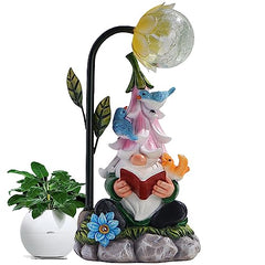 Garden Gnomes, Garden Gnomes for Outdoors, Solar Garden Gnome Resin Funny Garden Gnome Weatherproof Figure with LED Solar Lantern Gnome Garden Figures, Garden Lights for Patio, Lawn, Yard, Decor 25 cm
