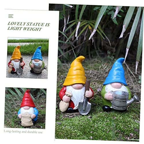 Happyyami 3pcs Resin Garden Gnome Statues Outdoor Fairy Garden Accessories for Yard Decor