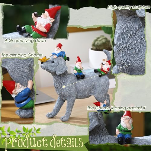 Chunful Dog and Gnome Garden Statues for Outside Decor with Butterfly Funny Yard Decorations Home Outdoor Patio Lawn Ornaments Housewarming Gifts for Women Mom Grandma, 10.63 x 10.63 x 2.76 Inches