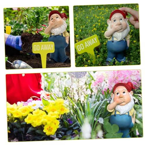 Happyyami 1set Garden Gnome Figurine Funny Resin Dwarf Statues for Outdoor Decoration Adorable Garden Supplies for Lawn and Patio Creative Landscape Art Decor