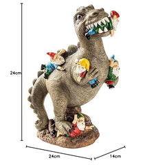 Dinosaur Food Gnomes Garden Statues, Garden Dinosaur Statue, Funny Gnomes Resin Statue Sculpture, Happy Garden Gnome Decoration Garden Sculpture, Outdoor Yard Art Decoration Lawn Decoration (L)