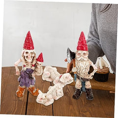 COSMEVIVI 1set Garden Gnome Skeleton Statue Resin Halloween Decoration for Outdoor and Indoor Use for Spooky Garden Micro-landscapes Gnome Figurine Lifelike Design Great for Halloween