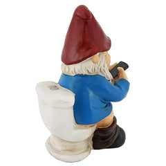 Garden Ornaments, Funny Garden Gnome Ornament Naughty Garden Gnome on a Toilet Garden Gnome Figurine Funny Gnomes Set for Yard Lawn
