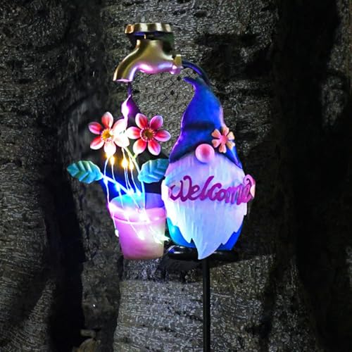 Solar Stake Lights Outdoor, Cartoon Gnome Solar Garden Stakes, Waterproof LED Landscape Lighting, Twinkling Garden Decoration, Winter Christmas Yard Lights, Backyard Walkway Lighting, Decorative Solar