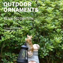 Garden Gnomes Statues - Dwarf Garden Statues with Integrated Solar Lantern - Funny Decorative Figures for Outdoor, Lawn, Patio, Balcony and Flower Bed