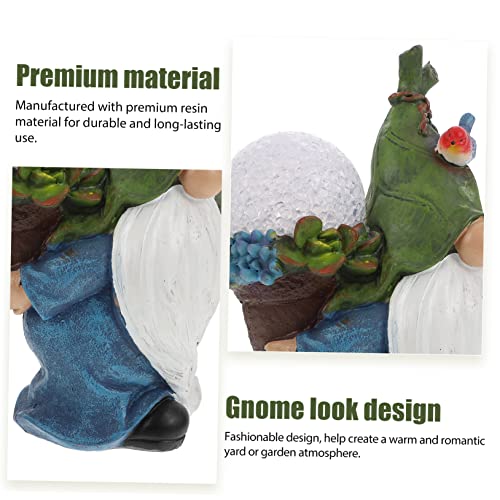 Happyyami Solar Garden Lights Resin Gnome Decor Outdoor Landscape Gnome Fairy Garden Accessories for Driveways Lawns