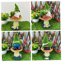 Hbbgdiy Waterproof Resin Solar Garden Gnome Decoration, Funny Garden Gnomes Climbing on Mushroom Statue, Outdoor Patio Lawn Yard Ornament Gift