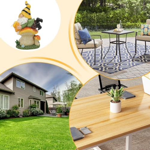 ZXDTVFGN Solar Gnome,Resin Lying Mushroom Gnomes Decorations for Yard | Garden Figurine, Weatherproof Outdoor Statue Sculpture Holding Honey Jar for Yard Patio