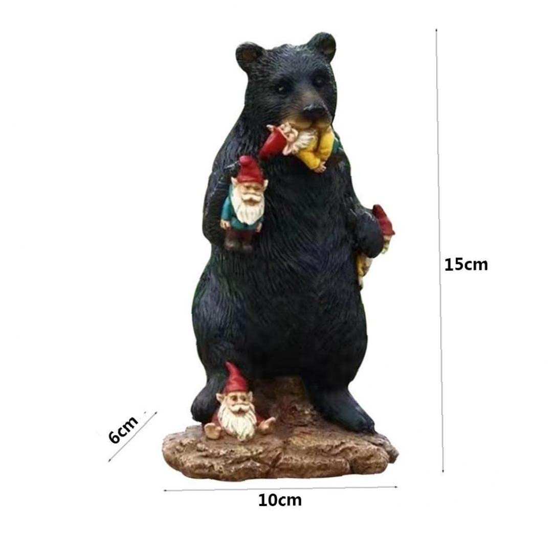 Froiny Black Bear Eating Gnomes Funny Statue Resin Ornaments Decoration Indoor Outdoor Garden Lawn Patio Outdoor Decorations