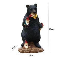 Froiny Black Bear Eating Gnomes Funny Statue Resin Ornaments Decoration Indoor Outdoor Garden Lawn Patio Outdoor Decorations