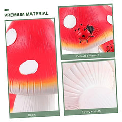 Happyyami Mushroom Figurine Lawn Ornament Large Red Mushroom Statue for Garden Decoration Outdoor Decor Fairy for Birthdays and Holidays