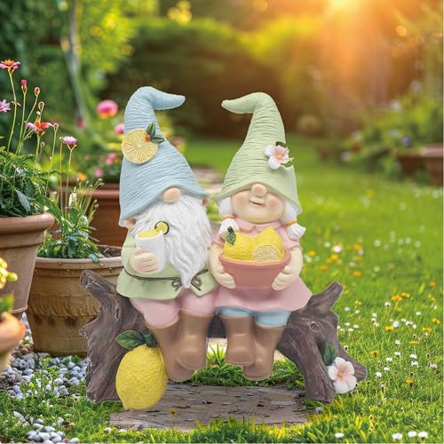 Lesser & Pavey Lemon Garden Gnome Figurines Statues For Home Decor | Ideal Ornaments Friendship Gifts For Women & Men | Lovely Table Centerpiece & Living Room Accessories