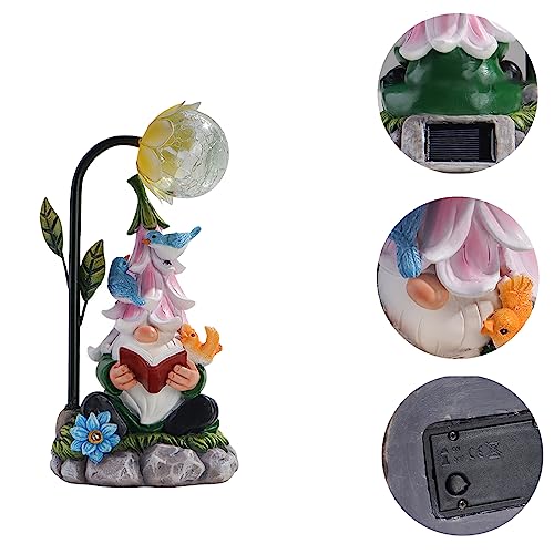Garden Gnomes, Garden Gnomes for Outdoors, Solar Garden Gnome Resin Funny Garden Gnome Weatherproof Figure with LED Solar Lantern Gnome Garden Figures, Garden Lights for Patio, Lawn, Yard, Decor 25 cm