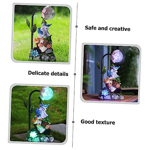 Toyvian Garden Gnome Figurine Solar Powered Resin Night Light Decorative Gnome Statue for Outdoor Lawn Garden and Desktop Decor Charming Glowing