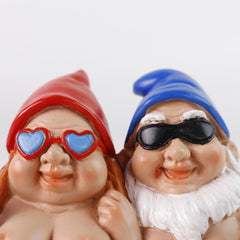 BRYNHILDSANS Funny Garden Gnomes Statue 5.5" Swing Couple Garden Decoration Dwarf Figurines Ornament Drunk Gnome Resin Sculpture Housewarming Halloween
