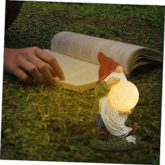 Toyvian 1Pc Garden Solar Light Gnome Statue Ornament Charming Outdoor Decor for Lawn Patio Landscape Durable Resin Design with Solar Function for Warm Ambiance