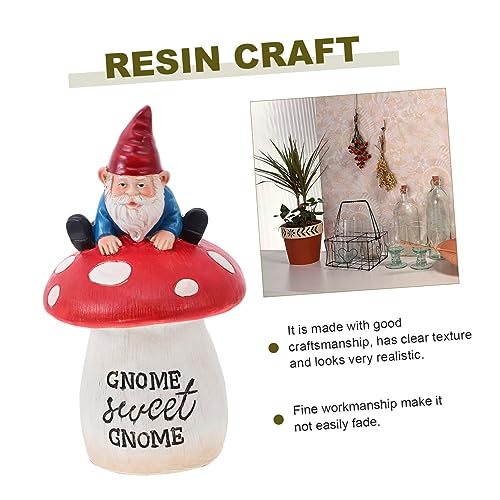 Happyyami Outdoor Gnome Doll Statue Resin Gnome Garden Ornaments Miniature Garden Decor Statue for
