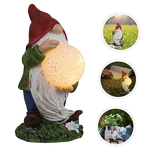 Toyvian 1Pc Garden Solar Light Gnome Statue Ornament Charming Outdoor Decor for Lawn Patio Landscape Durable Resin Design with Solar Function for Warm Ambiance