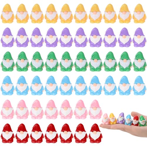 GGSTDDUP 60 Pcs Mini Gnomes, Mini Resin Gnomes Statues, Tiny Figures Miniature Gnome Figurines, Cute Garden Dwarf Fairy Gifts Statues Decor for Landscapes Outdoor Patio Yards Lawn