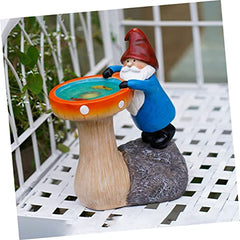 Toyvian Cartoon Solar Garden Gnome Figurine Funny Resin Craft Ornament with LED Light Outdoor Decorative Statue for Lawn and Patio Unique Solar Powered Garden Decor