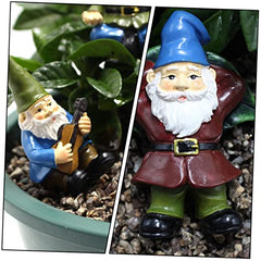 Happyyami 6pcs Creative Resin Garden Gnome Ornament Set Grandad Garden Ornaments Gnome Statue Micro Landscape