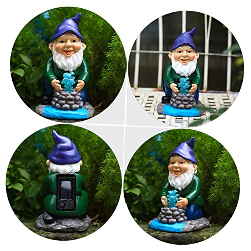 Happyyami Garden Dwarf Solar Light Weatherproof Resin Gnome Statue for Outdoor Decor Garden Ornament Unique