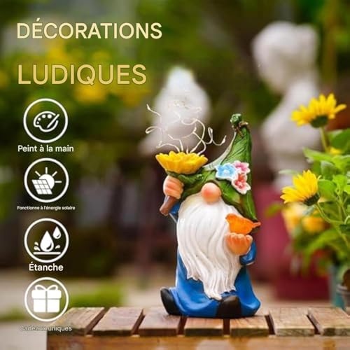 Solar Statues | Solar Garden Figurines Outdoor Decor | Fancy Resin Dwarf Decorative Lantern for Christmas Ornament, Birthday, Hanging and Rack