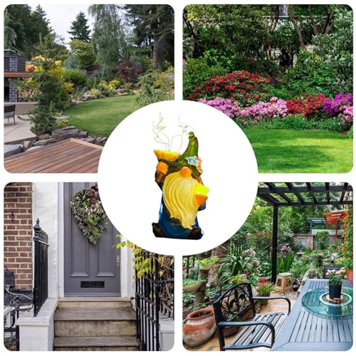 Solar Statues - Outdoor Figurine LED Lights Solar Statue | Whimsical Resin Night Lamp Decorative Gnome for Christmas Birthday Housewarming Celebration Ornament