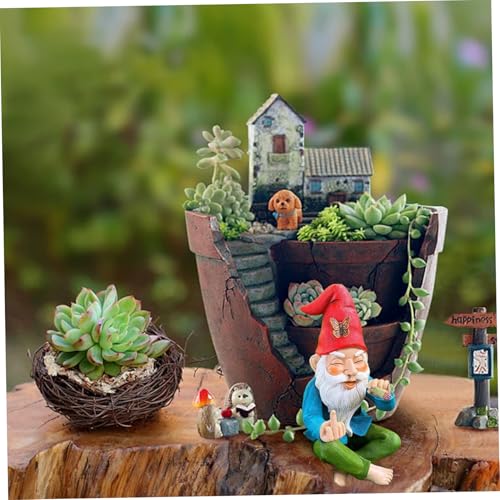 Statues, Garden Gnomes 6 Inch Christmas Ornaments Middle Finger Smoking Garden Gnomes Waterproof Resin Garden Gnome for Yard Patio, Lawn Garden Decorations and Gift
