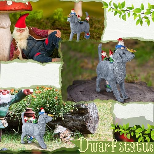 Chunful Dog and Gnome Garden Statues for Outside Decor with Butterfly Funny Yard Decorations Home Outdoor Patio Lawn Ornaments Housewarming Gifts for Women Mom Grandma, 10.63 x 10.63 x 2.76 Inches