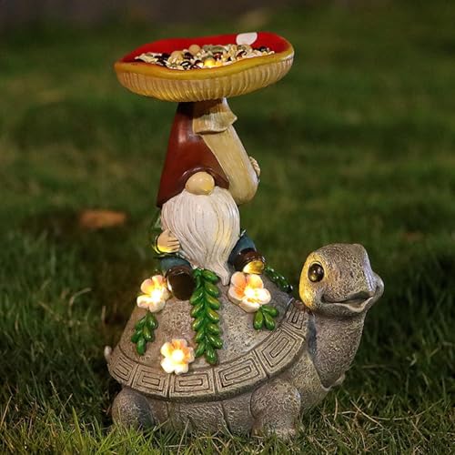 Garden Turtle Sculpture, Outdoor Lawn Ornament, Solar Turtle Decor, Solar Resin Figurine, Decorative Garden Light, Solar Turtle Feeder, Solar Powered Gnome, Outdoor Yard Decor, Turtle Statue Feeder, S