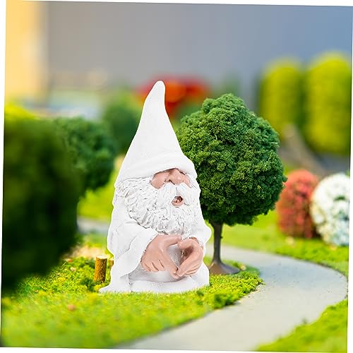 Happyyami Adorable Garden Gnome Statue Small Dwarf Figurine for Outdoor Decoration Hand-painted Resin Craft for Lawn Patio and Decor