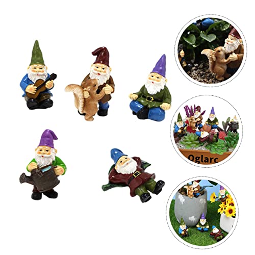 Happyyami 6pcs Creative Resin Garden Gnome Ornament Set Grandad Garden Ornaments Gnome Statue Micro Landscape