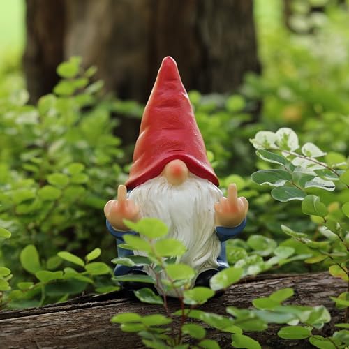 Middle Finger Gnome Mini 5.5in,Double Bird Gnome - Naughty Funny Outdoor Decoration for Yard Patio Lawn Ornament and Home Decor,Fairy Garden