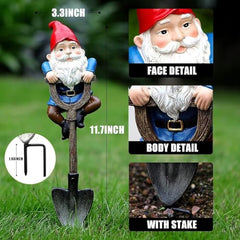 Tixqeaif Garden Gnomes Decorations for Yard, Funny Outdoor Statue Gift, Naughty Knome Standing on A Shovel, Home Sculptures Easy Install Easy to Use