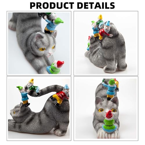 Cat Gnomes Garden Statues,Cat Sculpture Decorations Outdoor Lawn & Yard Figurine,for Women Mother Kids,Cat Lover Gifts,Patio, Balcony, Yard, Lawn Ornament