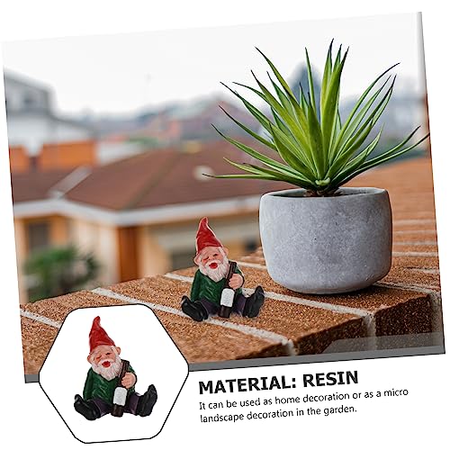 SUPVOX Lovely Dwarf Gnome Statue Resin Craft Miniature Cartoon Garden Ornament for Lawn Moss Succulent Decoration Cute Funny Sitting Drunken Figure for Outdoor and Home Display