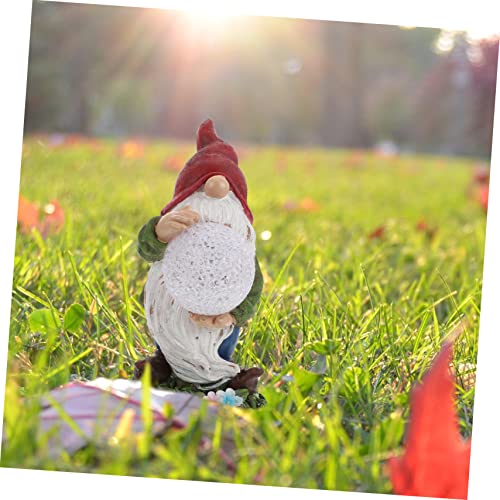 Happyyami 1pc Delicate Solar Gnome Light Charming Gnome Figurine for Garden Solar-powered Outdoor Illumination Create Romantic Atmosphere Your