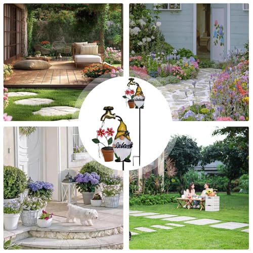 Solar Light Stakes, Gnome Garden Lights, Led Landscape Lighting, Waterproof Solar Garden Decor, Cartoon Gnome Solar Garden Stakes Waterproof Led Landscape Lighting for Festive Outdoor Decoration