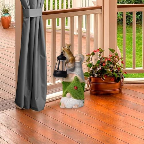 Garden Gnomes Statues - Dwarf Garden Statues with Integrated Solar Lantern - Funny Decorative Figures for Outdoor, Lawn, Patio, Balcony and Flower Bed