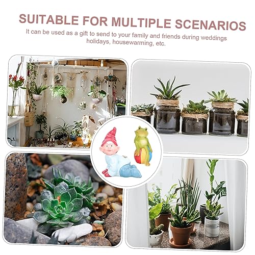 Happyyami 3 Sets Dwarf Frog Ornament Frog Figurines Frogs Garden Ornaments Swaddle Solar Mini Painting Home Pigeon Gnomes Cute Frog Stuff outside Large Owl Decor Resin