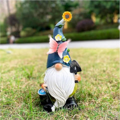 Solar Garden Gnomes, Outdoor Statue, Resin Sculptures 10.63x5.12x5.91 inches, Decorative Lighting Feature, Weatherproof Design, Light Accent, Patio Lawn Yard Backyard Décor