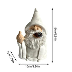MOOCOCO Garden Gnome Statue, Funny Smoking Middle Finger Wizard Gnomes Statue Garden Figurine Art Garden Decoration, for Outdoor Lawn Yard Garden Porch Patio Ornaments (Middle Finger)