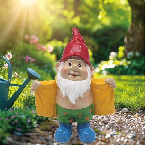 Lesser & Pavey Naughty Gnome With Coat 9" Gnomes Behaving Badly Figurines Statues For Home Decor | Ideal Ornaments Friendship Gifts For Women & Men | Lovely Table Centerpiece & Living Room Accessories
