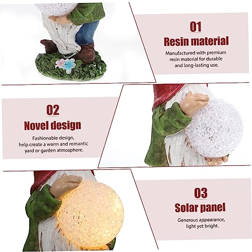 Happyyami 1pc Delicate Solar Gnome Light Charming Gnome Figurine for Garden Solar-powered Outdoor Illumination Create Romantic Atmosphere Your
