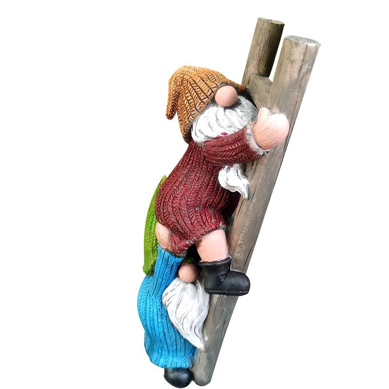 WPJFMXZ Garden Gnome Statue, Funny Climbing Ladder Gnomes Figurine Resin Sculpture Outdoor Decor for Patio Yard Lawn Porch Ornaments Gift