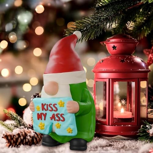Gnome Statues, Cute Garden Decor, Naughty Gnome Statue, Halloween Garden Gnomes, Cute Resin Gnome Statues Naughty Garden Gnome Decor for Holiday Decor, 0.67x0.79x1.38in